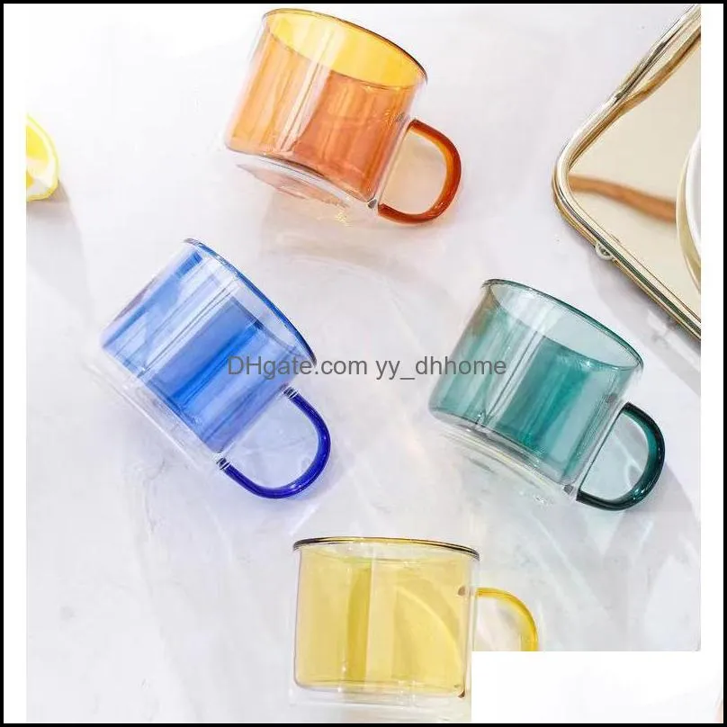 mugs transparent glass coffee cup milk whiskey tea beer double creative heat resistant cocktail vodka wine mug drinkware tumbler cups