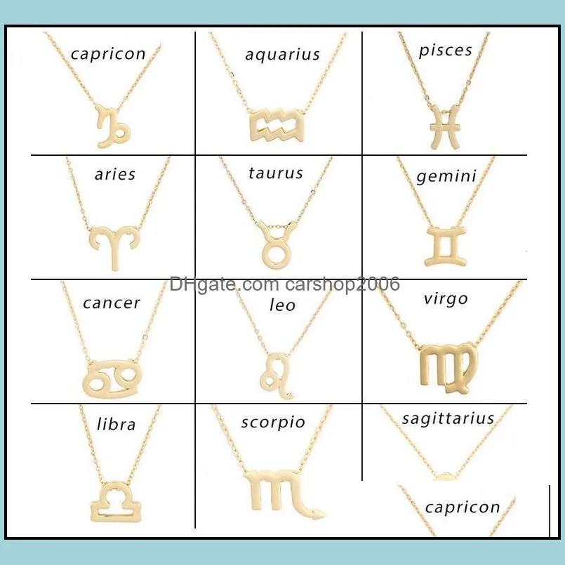 12 zodiac Necklaces with Gift card constellation sign Pendant Silver chains Necklace For Men Women Fashion Jewelry in Bulk