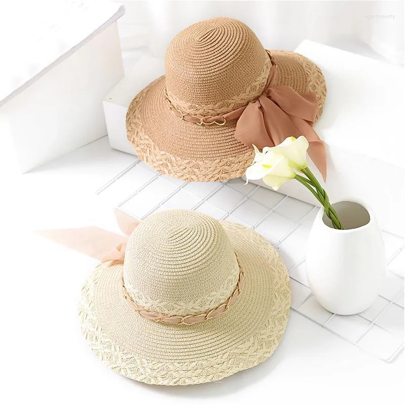 ワイドブリム帽子mingjiebihuo夏クールな通気性韓国ファッションチェーンタイかわいい太陽の帽子バケーションアウトドア女性ビーチeger22