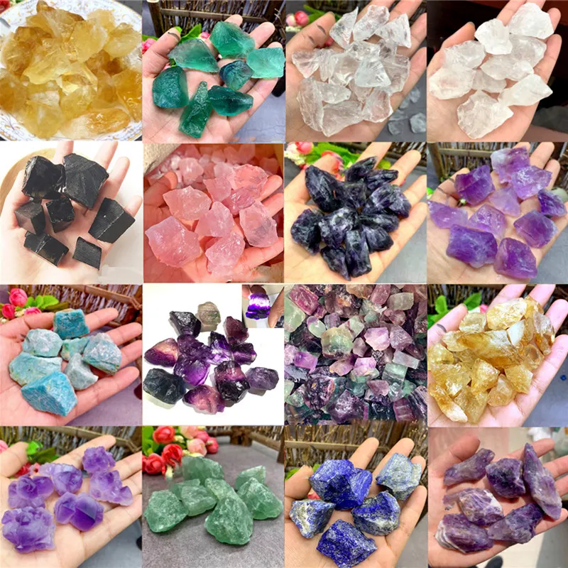 Pietre di cristallo naturale Rare ossidiana grezza Ametista Fluorite Pietra preziosa Campione di roccia minerale Guarigione Reiki Collezione avanzata fai-da-te