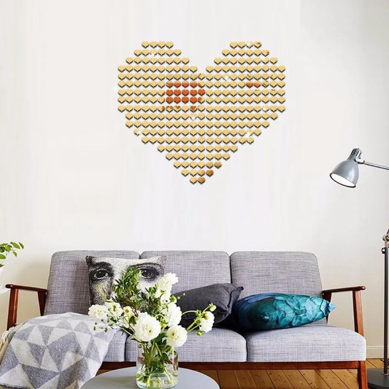 Lustra 3D lustro naklejki ścienne Walentynki miłość domek dekoracje artysty