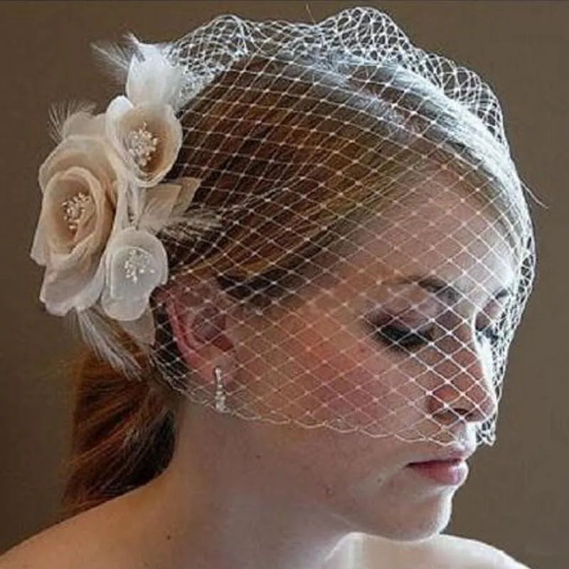 Kopfschmuck Braut Hochzeit Haar Mesh Kopf Blume Schleier Bankett Studio Kopfschmuck Braut Zubehör KammKopfbedeckungen