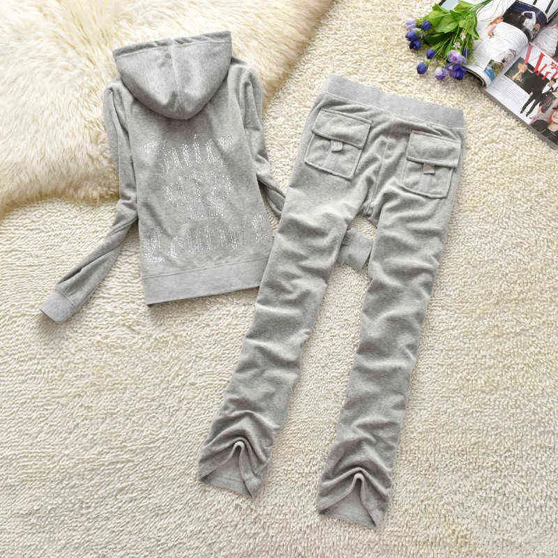 Survêtements pour femmes Juicy Survêtement Marque d'été Costume de couture Velours Velours Femmes Sweats à capuche et pantalons Met Oyeq