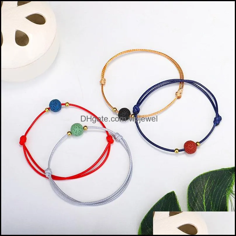 handmade natural stone bracelets colorful lava stone beads charm rope wrap bracelet women friends jewelry
