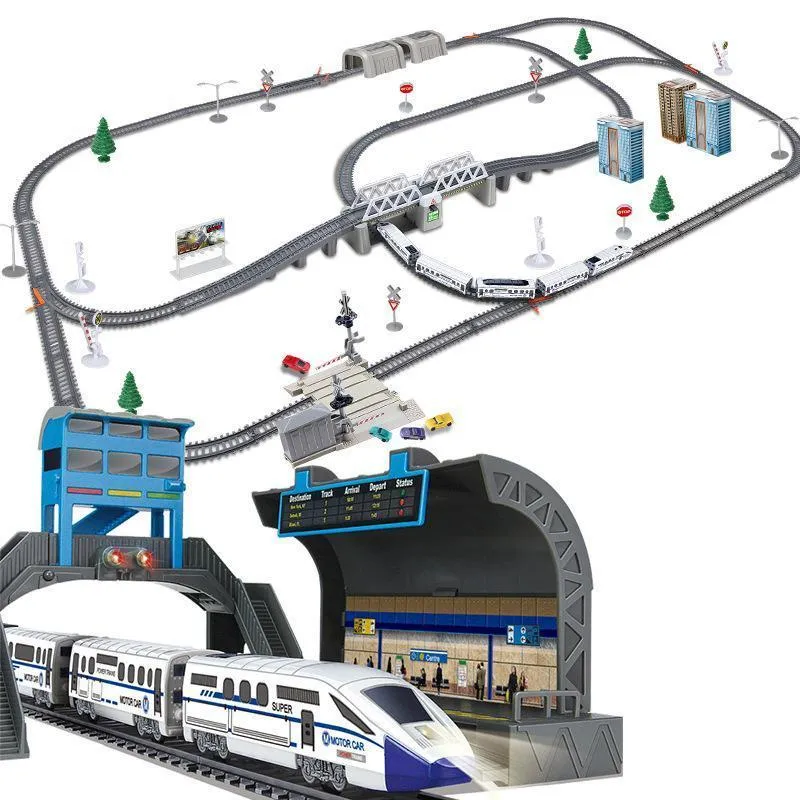 الكهربائية عالية السرعة السكك الحديدية الوئام تتبع القطار لعبة الصبي تجميع diy قطار عالية السرعة السكك الحديدية مجموعة الأطفال عيد الميلاد لعبة 220422