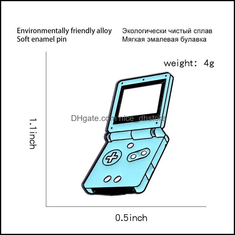 handheld game console pin blue game machine brooch soft enamel pins for women men cartoon badge game player jewelry