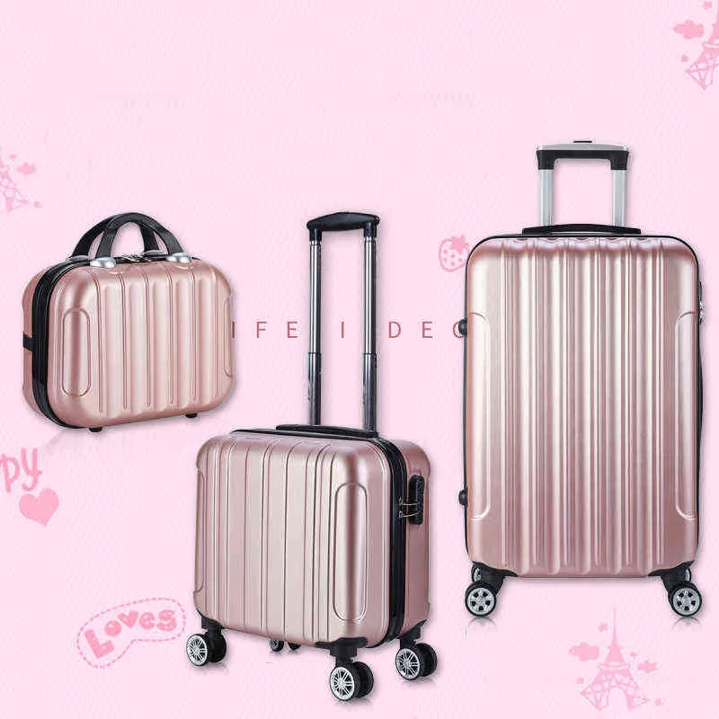 2024 PVC Rolling Luggage Small Cabin Suitcase on Wheels with Password Lock Spinner Caster Cosmetic Box Trolley Case for Women Travel Bag