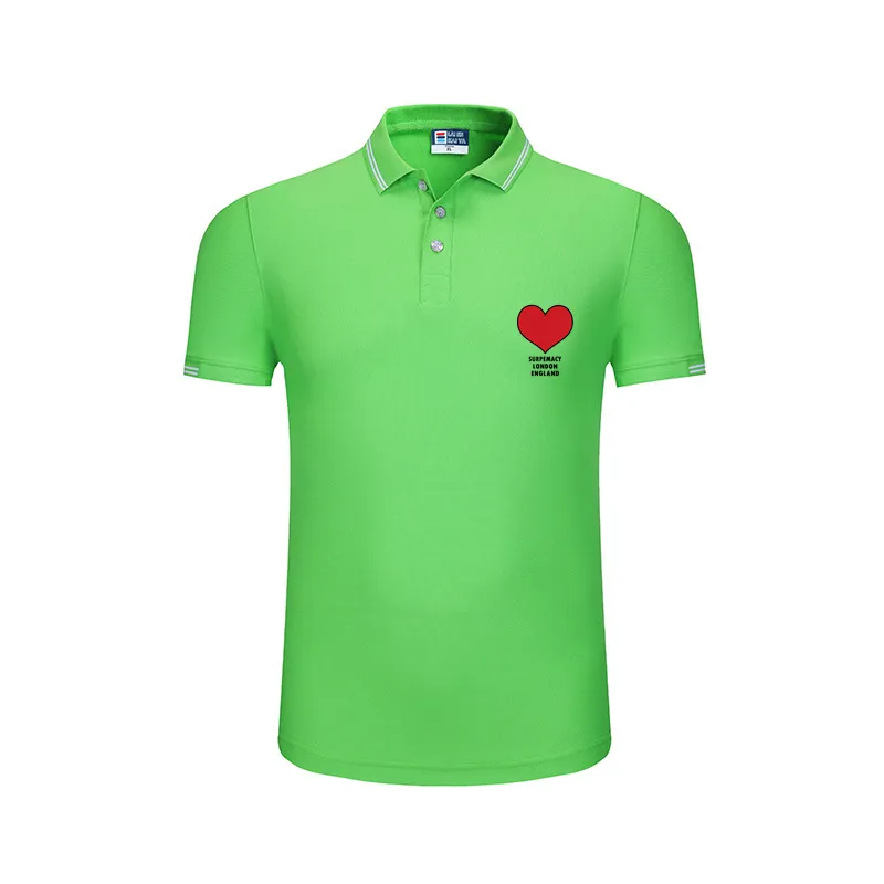 Men Cotton lapel Polo shirt Summer Short Sleeve playful love heart shape logo T-Shirt women business office interview Top 2022