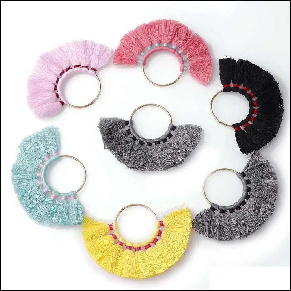2pc 80mm Mix Color Cotton Thread Tassel Jewelry Accessories Diy Earring Accessories Metal Ring Tassel Making Diy Handmade H jllzYB