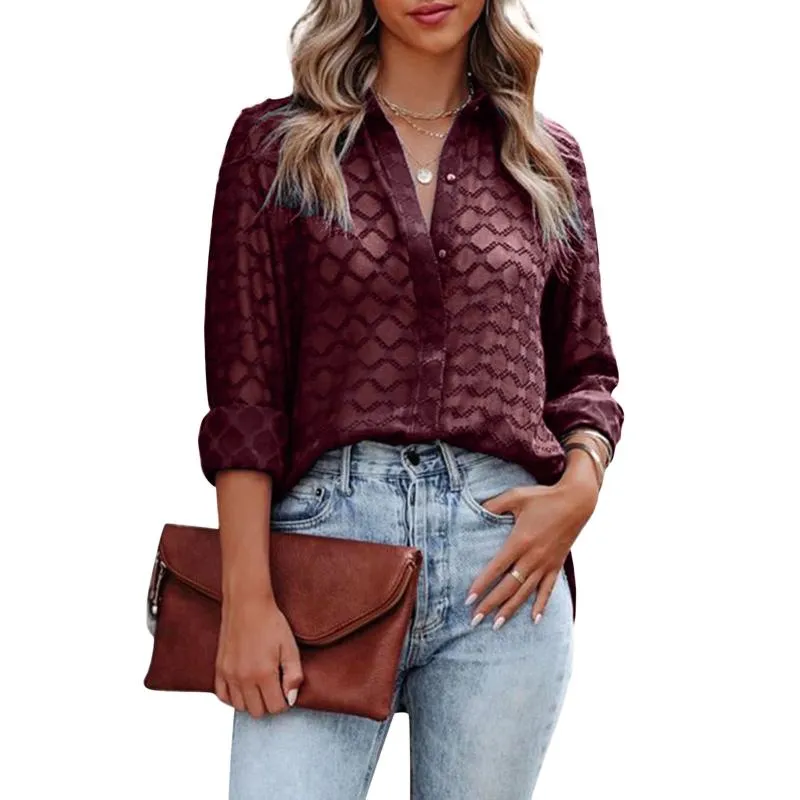 Women's Blouses & Shirts Oversized Tee For Women Womens Casual Solid Long Sleeve V Neck Button Down Summer Sheer Embroidered Sweat ShirtsWom