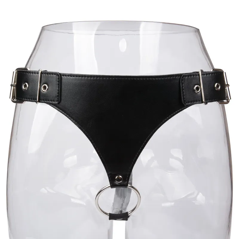 Men's Leather celibacy belt with Cock Ring -