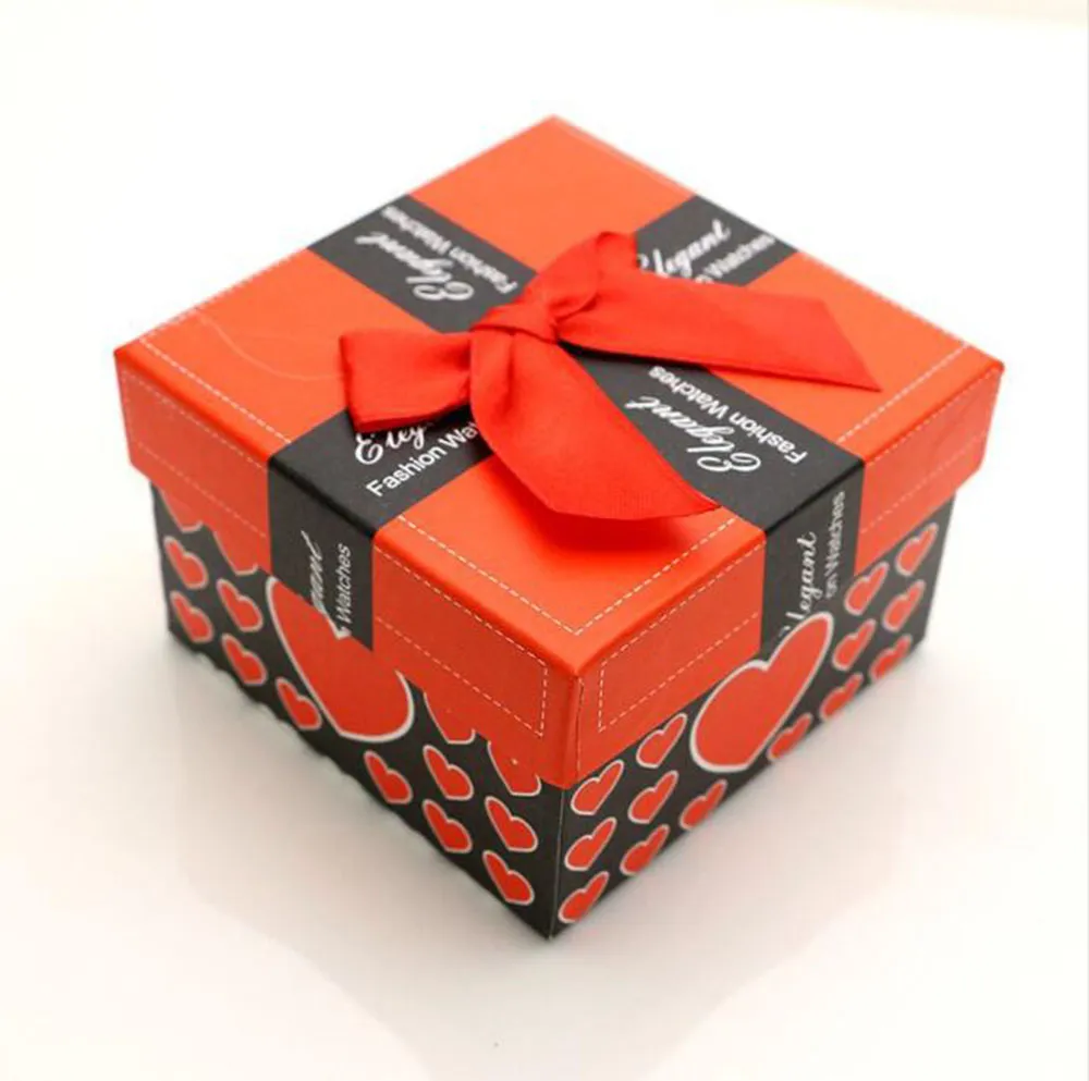 Darmowe logo kwadratowe pudełka zegarkowe Wysokiej jakości zegarki karmy opakowanie kokardka wykwintne pudełko na prezent