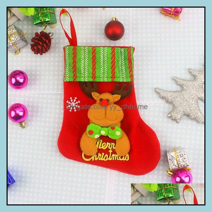 wholesale small christmas stocking christmas gift stocking christmas reindeer snowman santa clause stocking festival party supplies