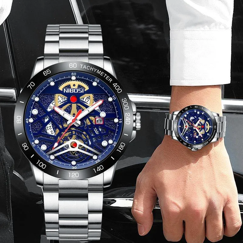 Montre-bracelets Relogio Masculino Nibosi Mens de montres Top Squelette imperméable Reloj Hombre Sport Quartz Men Watch Horloge Wristwatchwristwatchesw