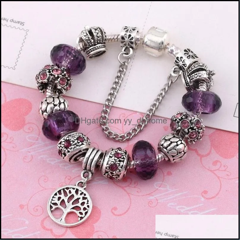 Chain Wind Diy Beaded Crystal Bracelet Women`s Accessories Mother`s Day Life Tree Selfless Love