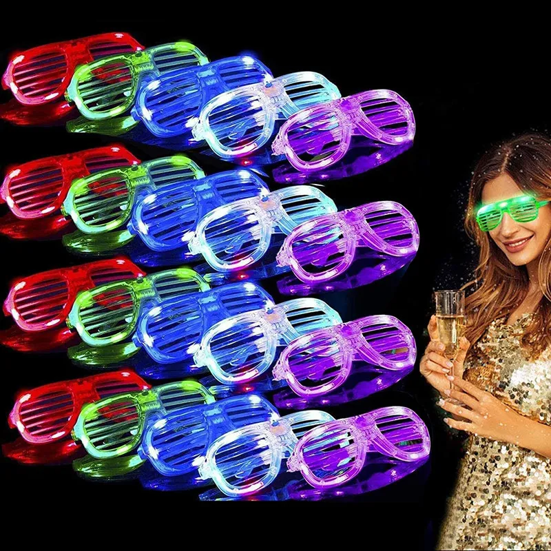 أزياء نظارات الضوء LED مصاريع وميض شكل نظارات LED فلاش نظارات شمسية الرقصات الحفلات إمدادات مهرجان الديكور F0628x04