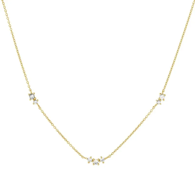 Catene Eleshe 18k Gold Plating Female Elegant Chain 100% Real 925 Sterling Sterling Intaring Zircone Necklace Women Women Classic Jewelry