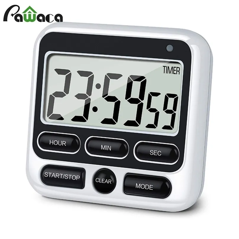 Skärmkök Stor skärm Digital Timer Square Cooking Count Up Countdown Alarm Sleepwatch Clock 220618