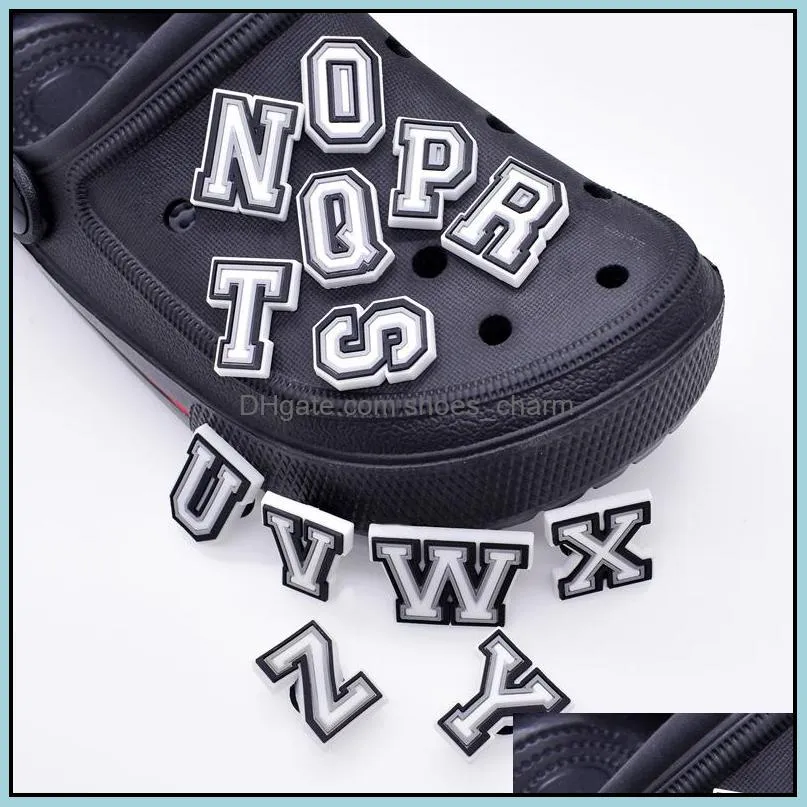 Wholesale White Color Mixed 26 Letters Soft Rubber Pvc Shoe Charms Buckles Fashion Accessories