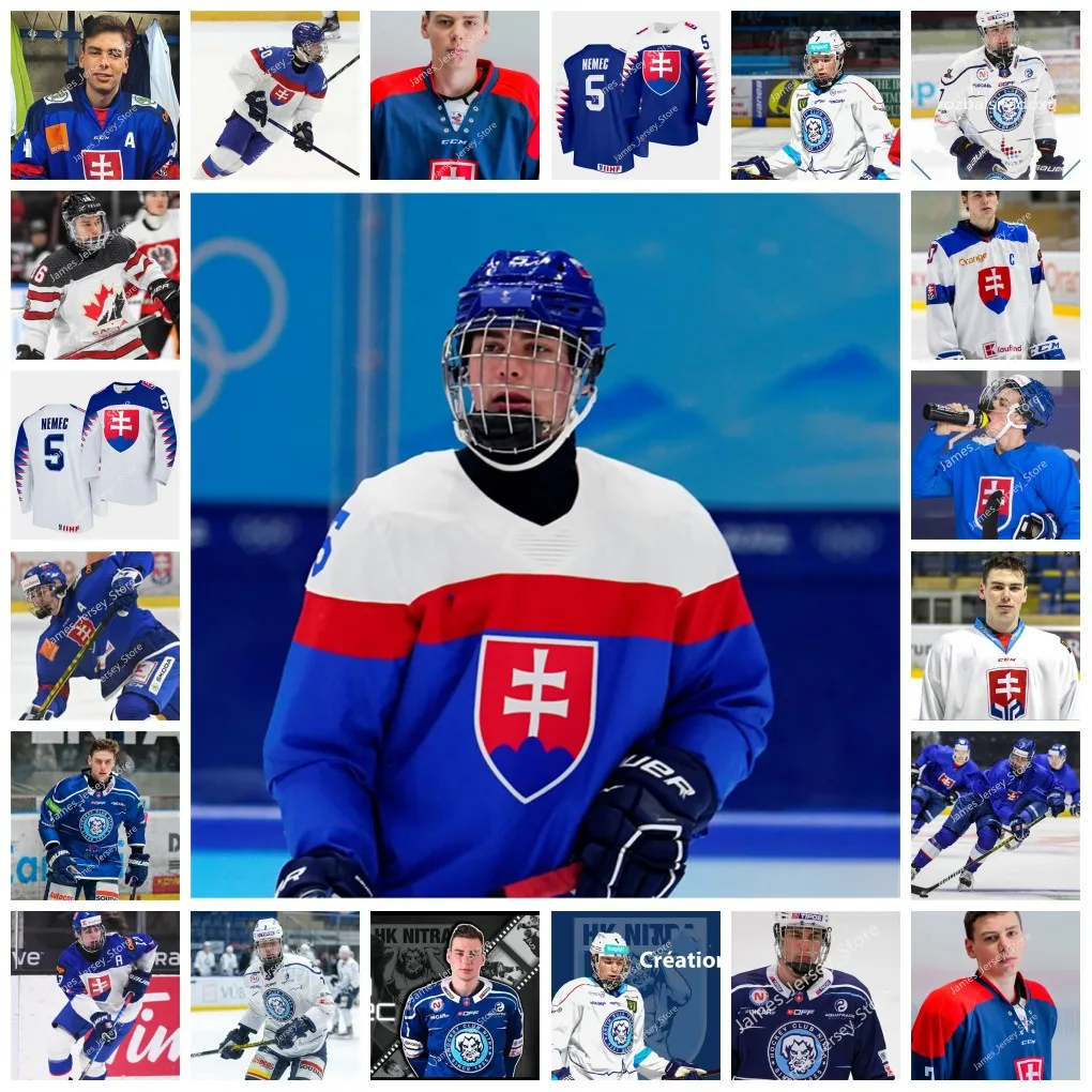 Simon Nemec Ice Hockey Jersey Custom Vintage Slovak expraliga Hkejovy Klub Nitra Jersey 2021 IIHF World Championship Cloyys 2021 Hlinka Gretzky Presced