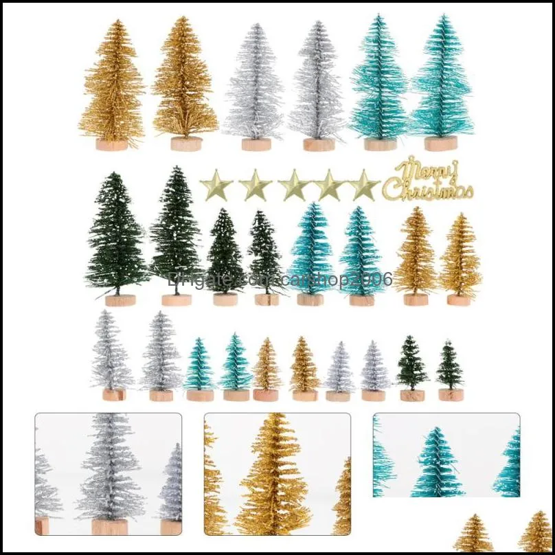 Christmas Decorations Festive Party Supplies Home Garden 49Pcs Mini Tree Decor Desktop Adornment For Shop Drop Delivery 2021 Lxtnw