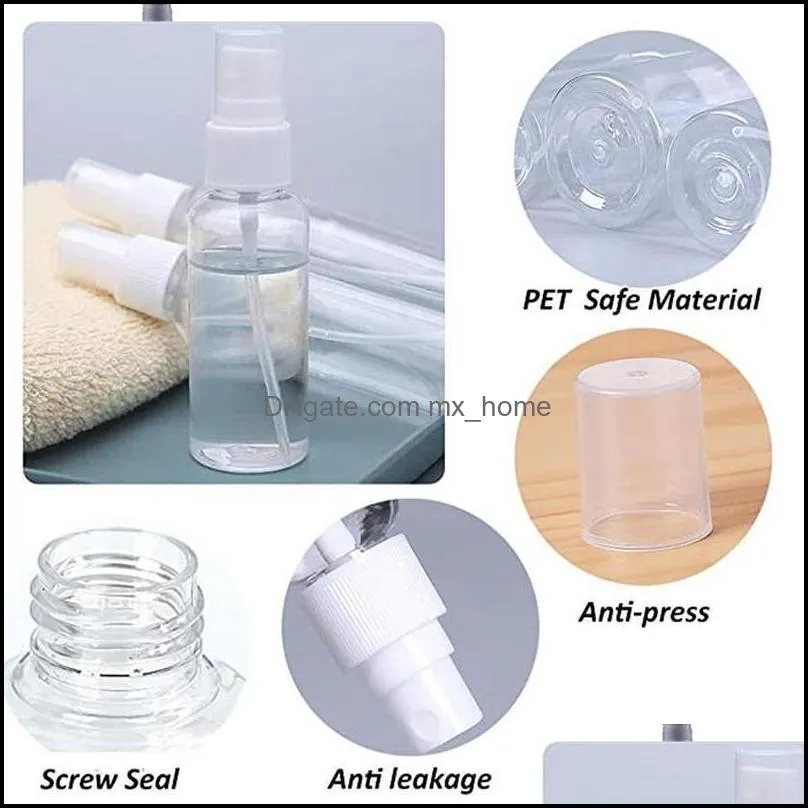 Full size Empty Portable Cosmetic PET Clear Extra Fine Mist Spray Bottle with Atomizer Pump for Essential Oils Perfume Makeup liquid