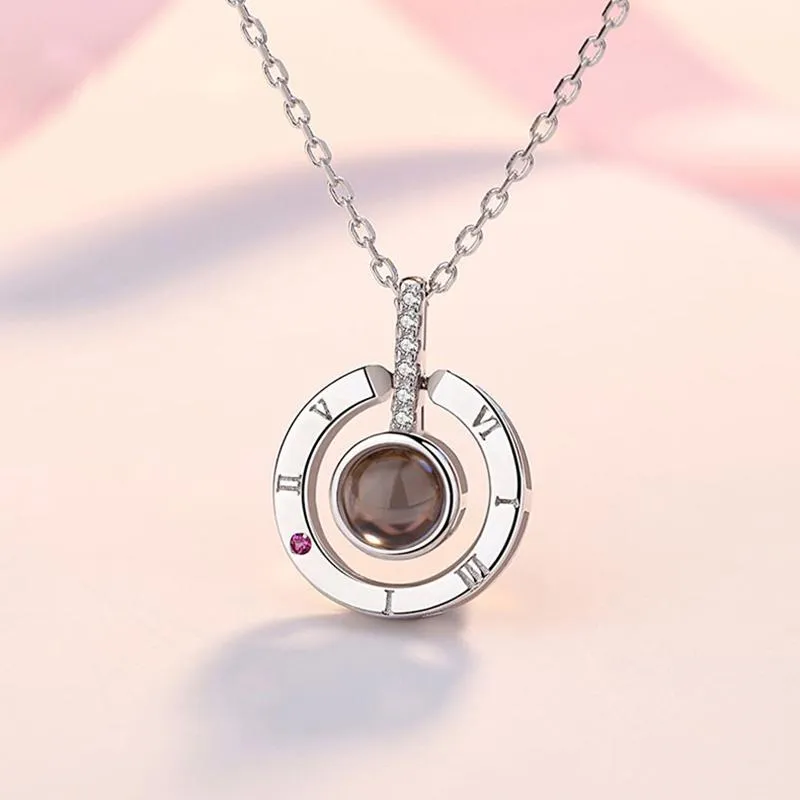 Pendant Necklaces CAOSHI Unique Design Projection 100 Language "I Love You" Necklace For Women With Round Heart Shape Jewelry Selling