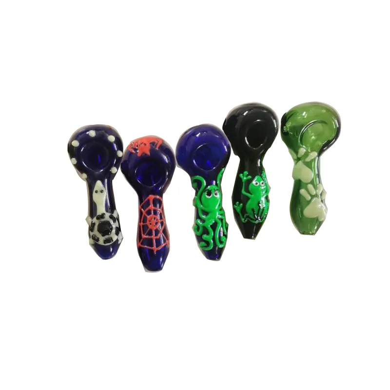 Glow in the Dark Animals Pipe en verre Accessoires pour fumer Tuyaux de cuillère à main lumineux