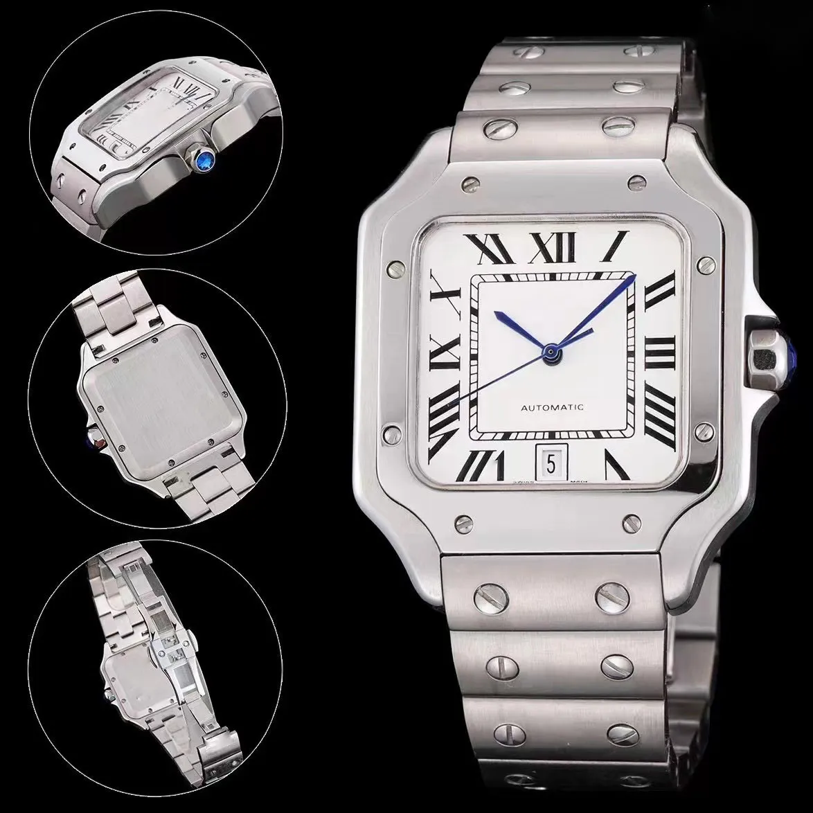 デザイナー腕時計メンズ高級腕時計自動機械式ステンレス鋼スタイルワインバレルケースコーヒーカントリークラシックムーブメントゴールド腕時計モントレリュクス