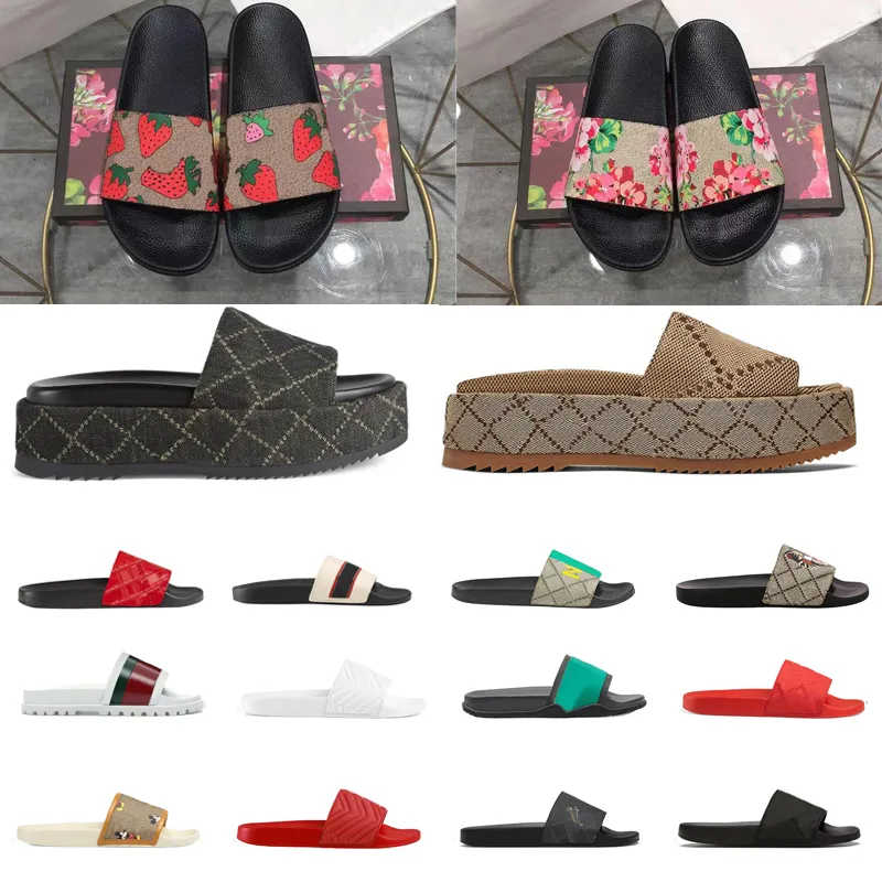 Nuevas zapatillas de mujer Diseñadores Sandalias Clásico Floral Brocado diapositivas pisos cuero Plataforma hombres Chanclas antideslizantes Fondos Zapatos de playa Mocasines 36-45
