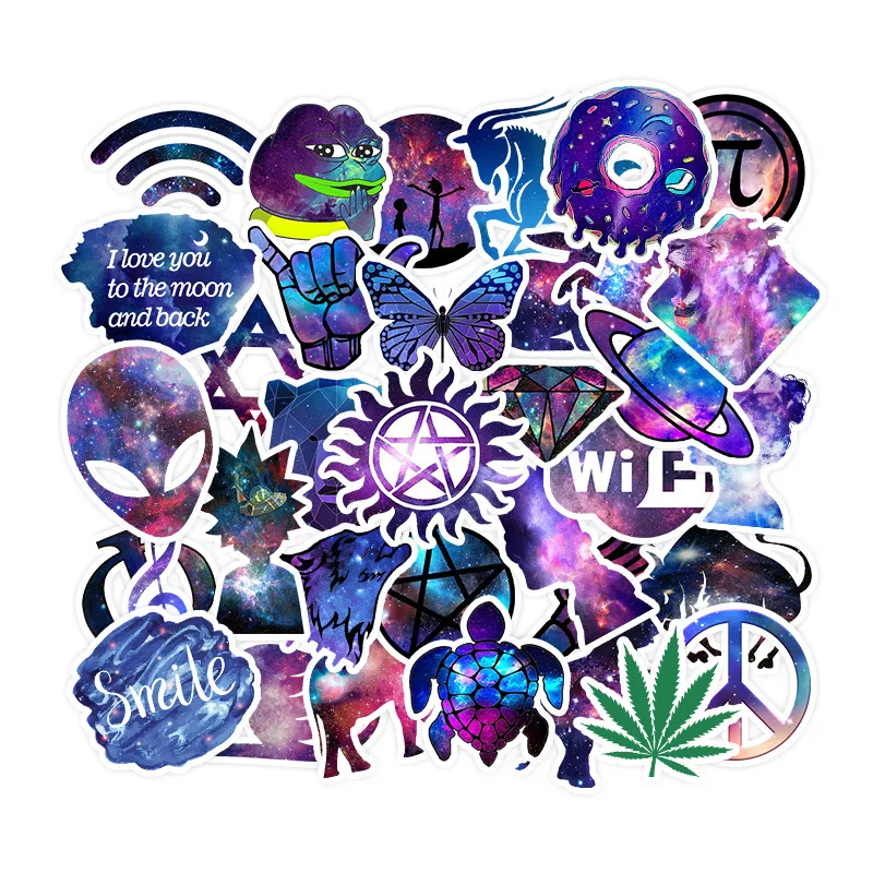 35Pcs Galaxy Stickers Skate Accessories For Skateboard Water Bottles Laptop Car Cup Computer Mobile Phone Decals Kids Gifts Toys