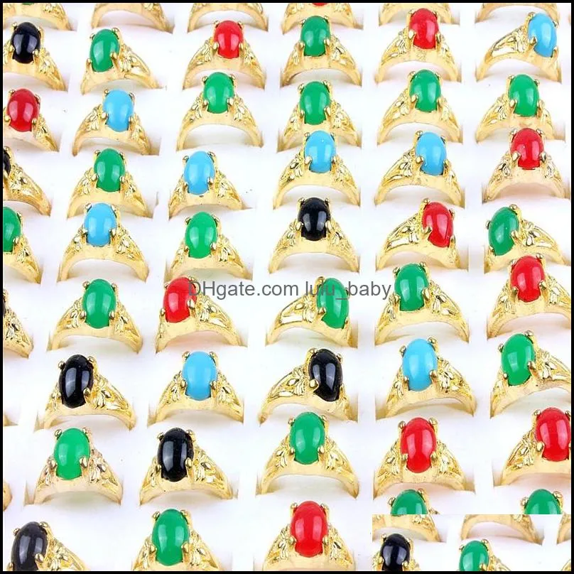 30pcs stone gold color rings band decoration classical women vintage finger ring party wedding jewelry wholsale