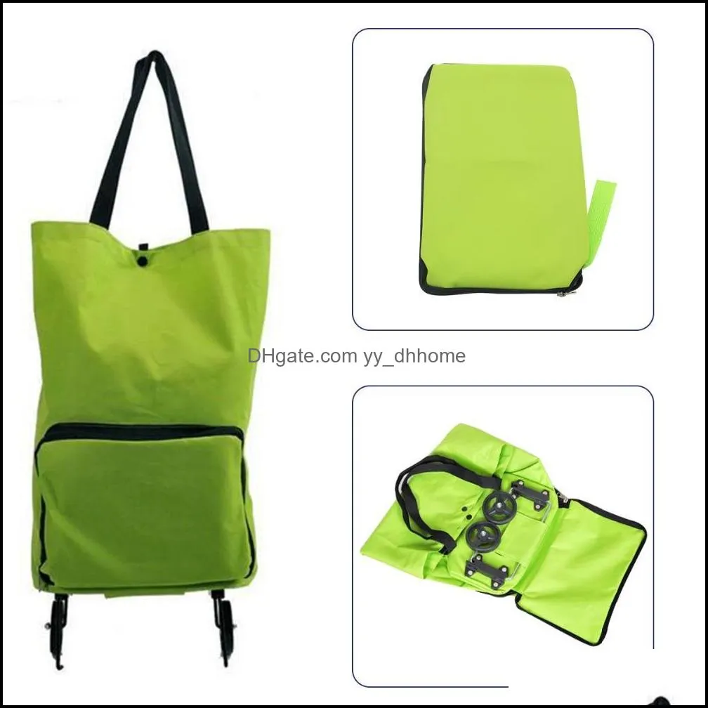 Wholesale- 1PCS Shopping Trolley Bag With Wheels Portable Foldable Shopping Bag Luggage Bag Packet Drag Collapsible Travel