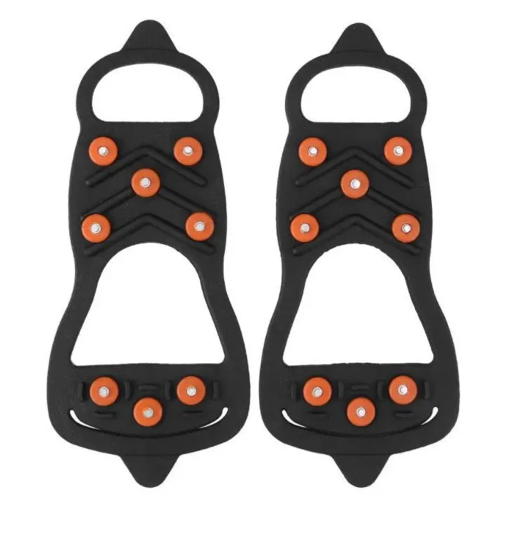 1Pair 등산 Crampons 8 스터드 방지 스키드 얼음 스노우 신발 스파이크 등반 그립 캠핑 안티 슬립 신발 커버 M-XL