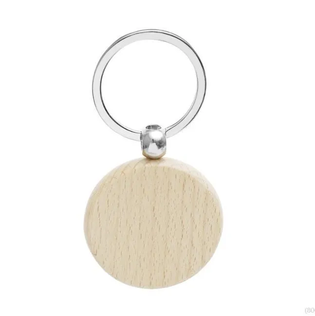 Beech Wood Keychain Party Favors Blank Personalized Customized Tag Name ID Pendant Key Ring Buckle Creative Birthday Gift