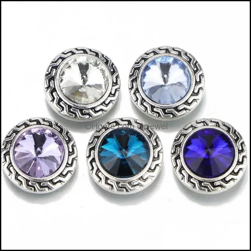 5pcs/lot diy snap jewelry crystal metal flower snap buttons jewelry fit 18mm metal button bracelets necklaces