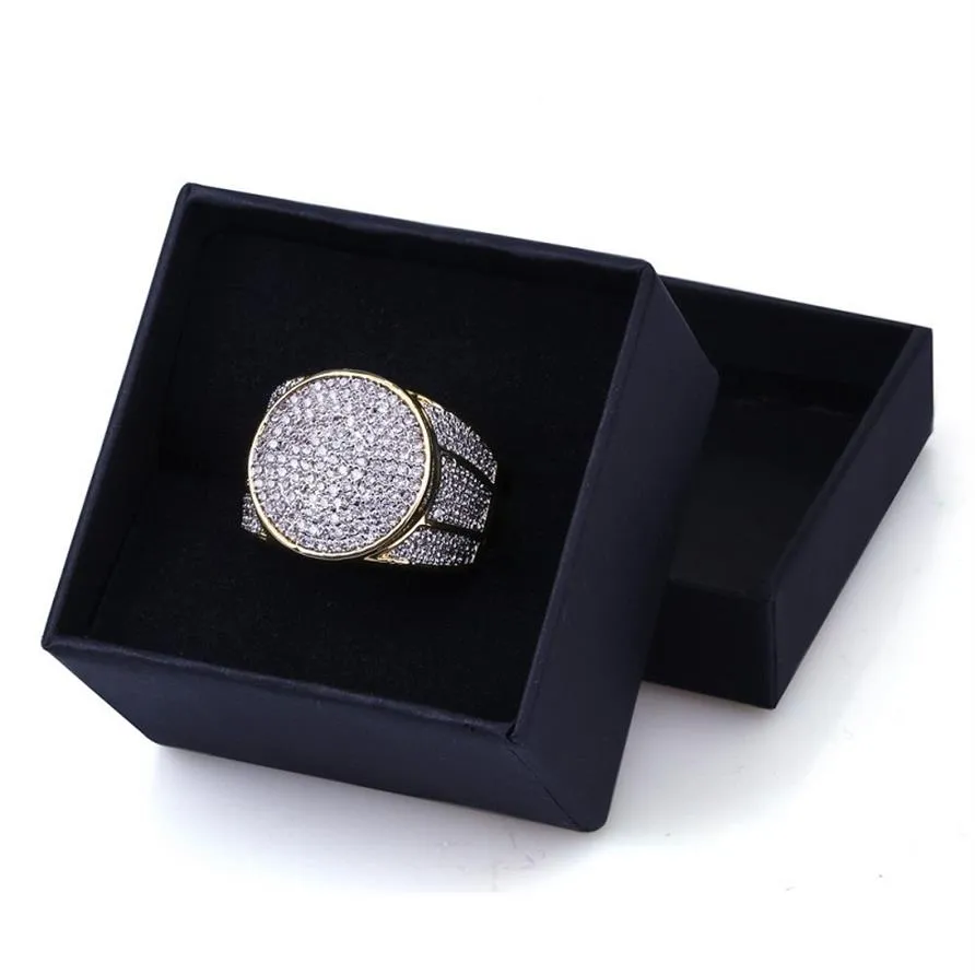 Mens Hip Hop Gold Rings Jewelry Fashion Iced Out Ring Simulation Diamond Rings For Men247M