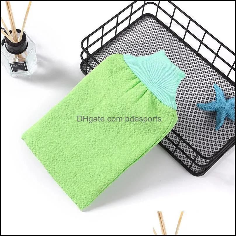 Shower Spa Exfoliator Two-sided Bath Glove Body Cleaning Scrub Mitt Rub Dead Skin Removal WXY093