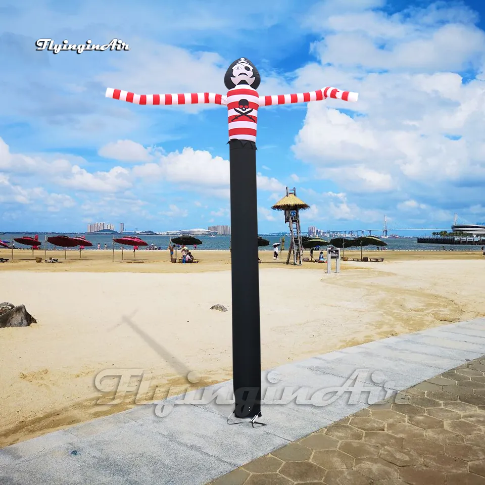 Publicidad al aire libre Inflable Pirate Tube Man 6m Pop-up Air Sky Dancer divertido para eventos