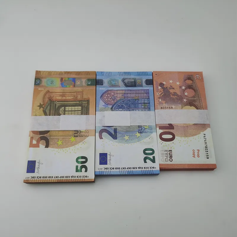 Forniture per feste Movie Money Banknote 10 20 50 100 200 500 dollari Euro Puntelli di giocattolo realistici Copia Valuta FauxBillets 100PCSPA4587972H8i4