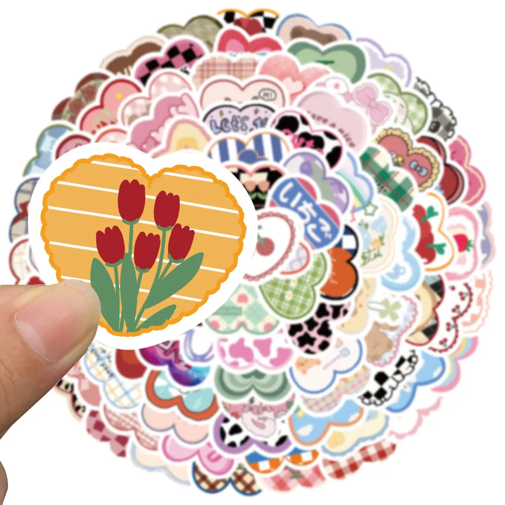 Skateboard Stickers Cartoon Heart Love PVC Vinyl Decals for Car Laptop ...