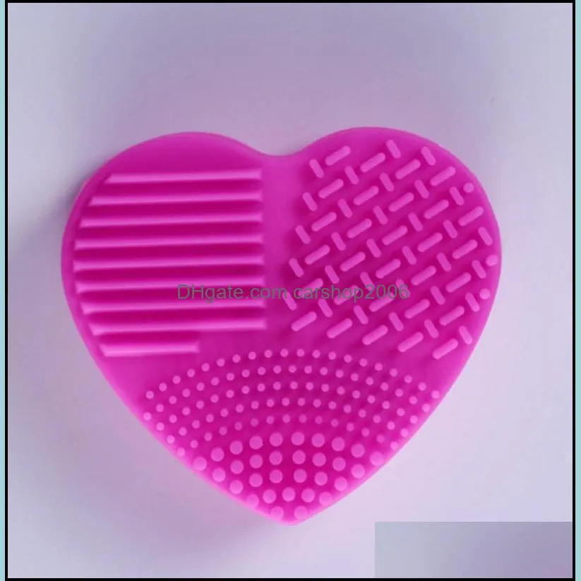 makeup brush heart shape silicone cleaner cosmetic brush scrubber brushegg pad washing cleaning tool 5 colors optional yfa2833