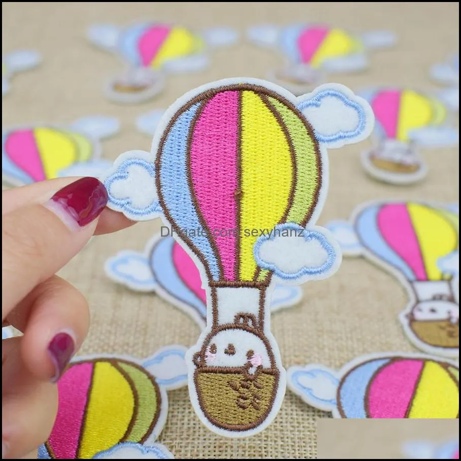 10pcs diy sky cloud hot air balloon sewing embroideredes for cute cartoon clothes applique iron on garment accessories