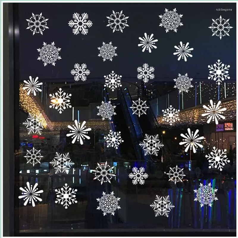 Оконные наклейки Год рождественский снежинка Статическая липкая стеклянная наклейка повторно используется съемная для ванной праздники