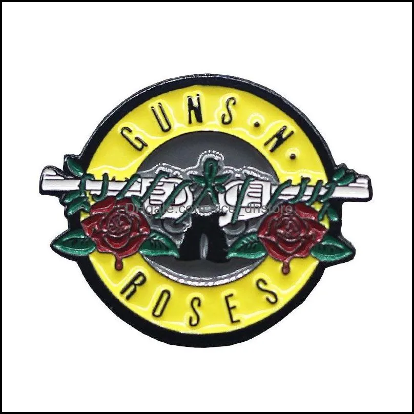 guns n`roses enamel pins funny art music brooch men women fashion jewelry gifts anime movie novel hat lapel badges