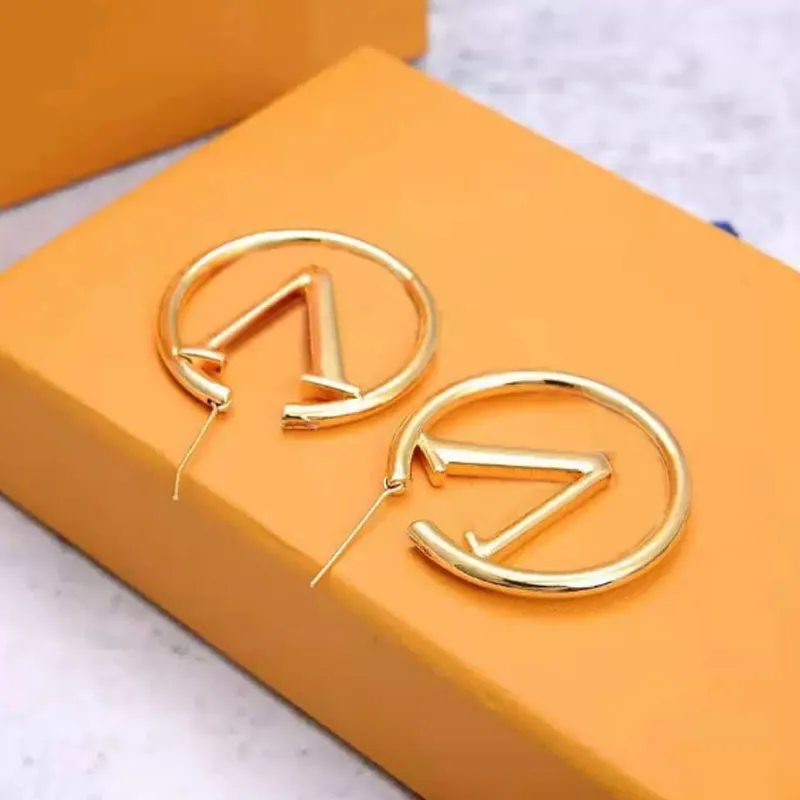 Luxury Big Gold Hoop Earrings For Lady Womens 4cm Girls Ear Studs Set Designer Jewelry Earring Valentine s Day Gift Engagement For Bride Earings