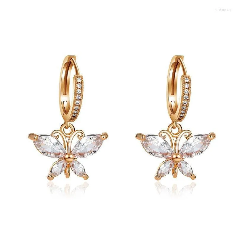 Dangle & Chandelier Rhinestone Butterfly Earrings For Women Zircon Female Wedding Bridal Jewelry Mother's Day Gift JewelryDangle Kirs22