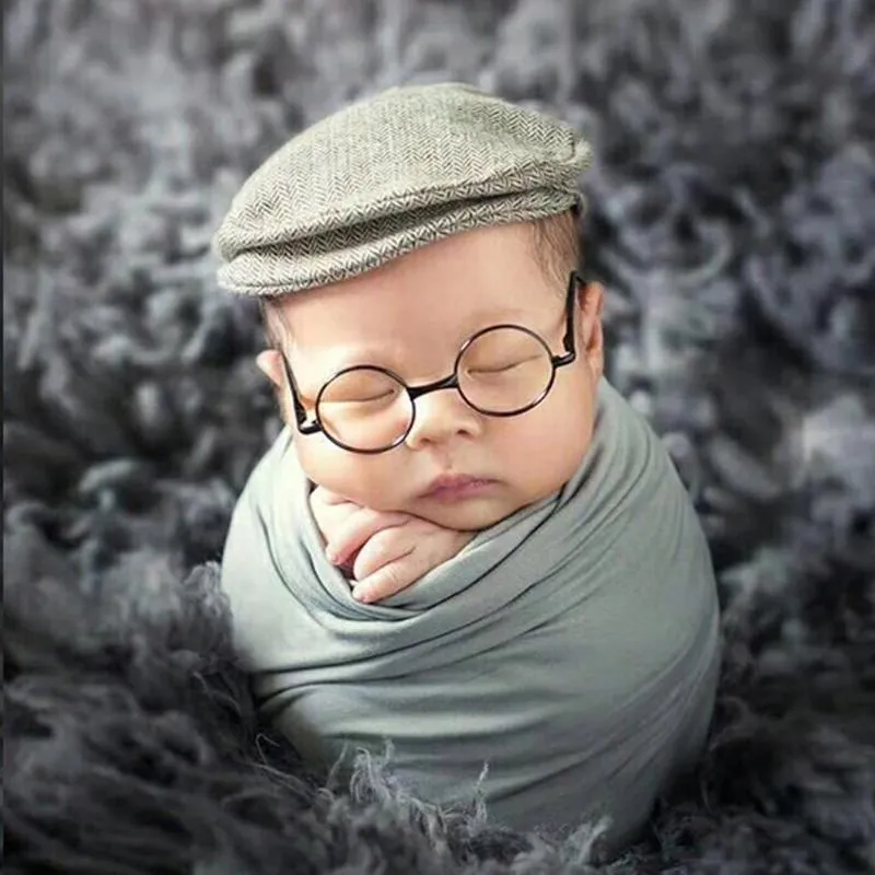 Caps & Hats Born Baby Girl Boy Flat Glasses Pography Props Gentleman Studio Shoot Clothing AccessoriesCaps
