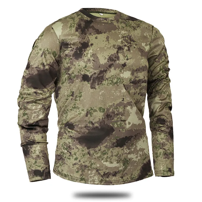 Mege marka odzież jesienna wiosna Mężczyzn Długie rękawie taktyczne kamuflaż T-shirt Camisa Masculina Szybka koszula wojskowa