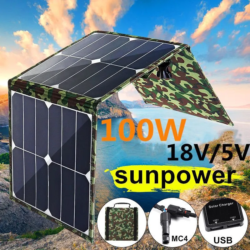 Solarpanel Sunpower 100 W Falttasche mobiles Ladegerät für den Außenbereich PV-Modul SP50 W 50 W